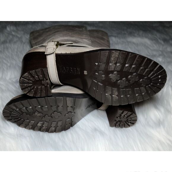 NWOB|Ralph Lauren Delsa Taupe Leather Heeled Riding Boots, 6 - Picture 8 of 10